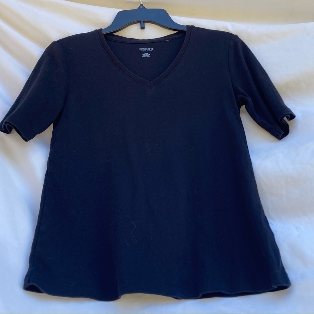 Chico’s True Color Tees Black C-Neck, Size Chico’s 0 (Small)